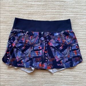 EUC Title Nine Bonded Ultralight Running Skort Navy Pattern Size Large